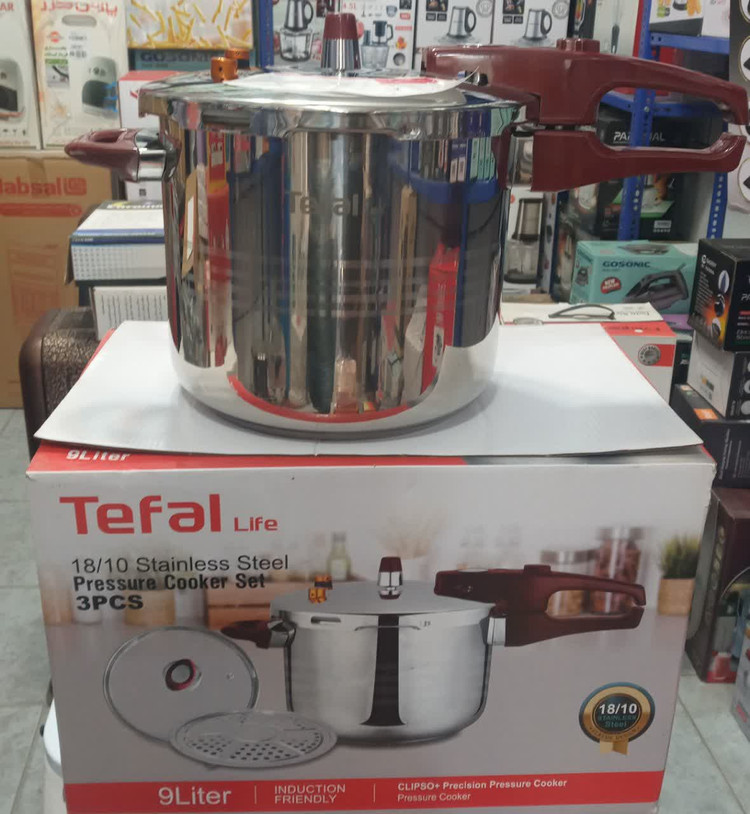 زودپز تفال لایف Tefal 9L ظرفیت ۹ لیتر روگازی استیل سه کاره